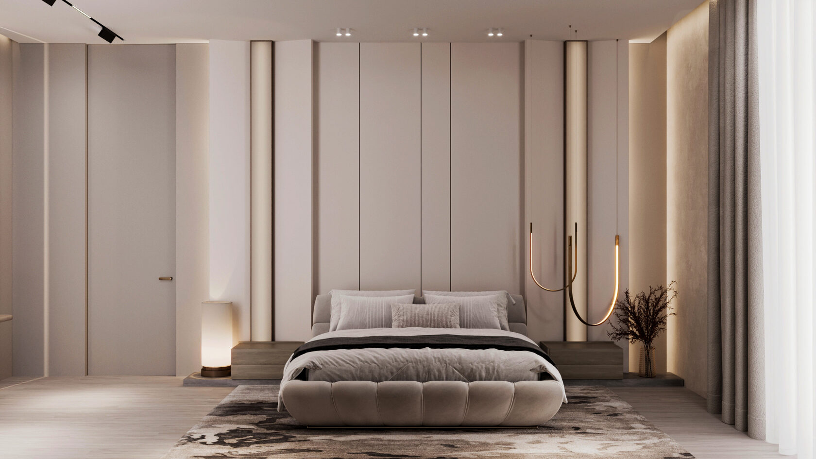 Дизайн мастер-спальни с легким современным интерьером