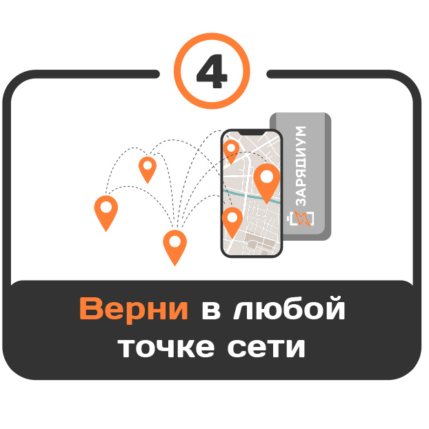 Верните пауэрбанк в любую точку сети