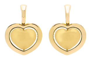 серьги золотистого цвета среднего размера в виде сердец
