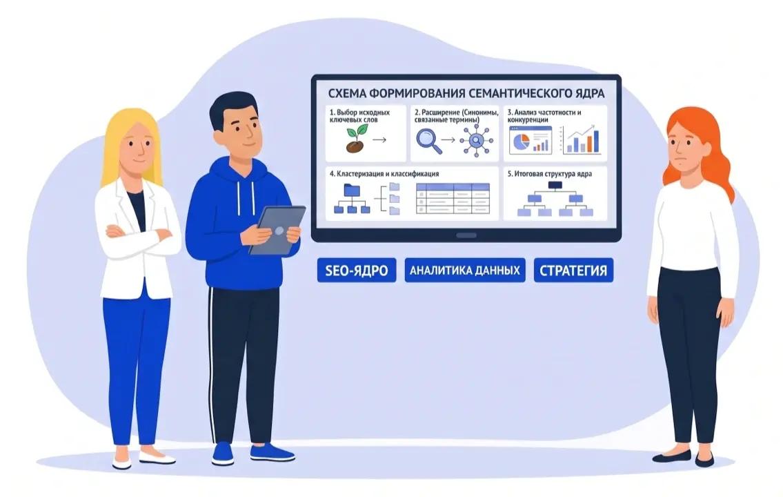 Специалисты маркетингового агентства Метриум работают над сбором семантического ядра