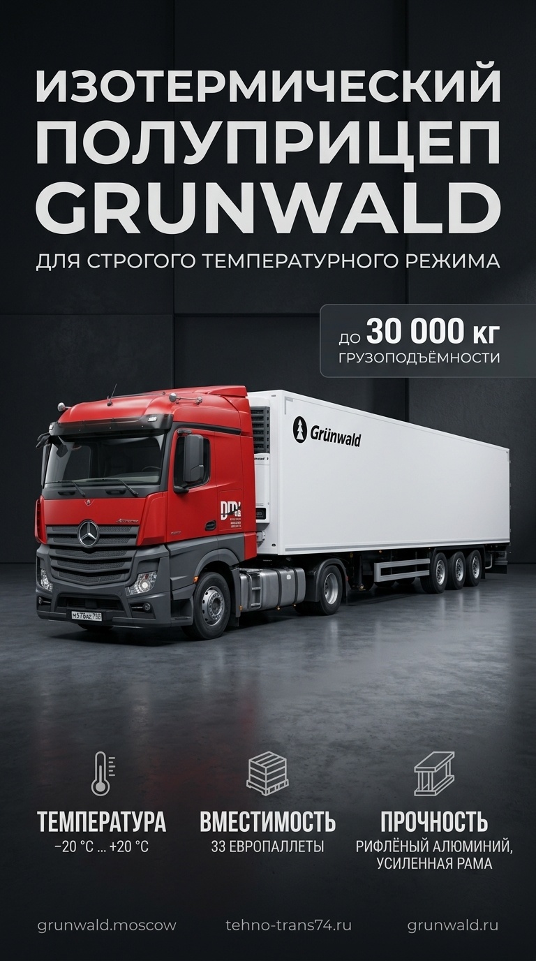 Изотермический полуприцеп Grunwald с тягачом Mercedes-Benz Actros