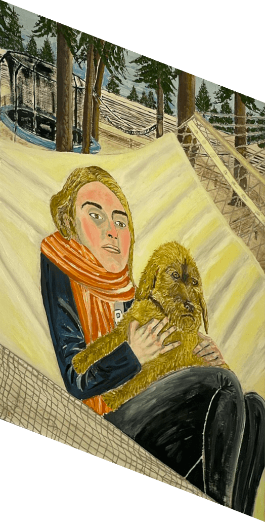 Портрет жены Владимира Толкачева Анастасии с их домашним любимцем Рексом в его исполнении