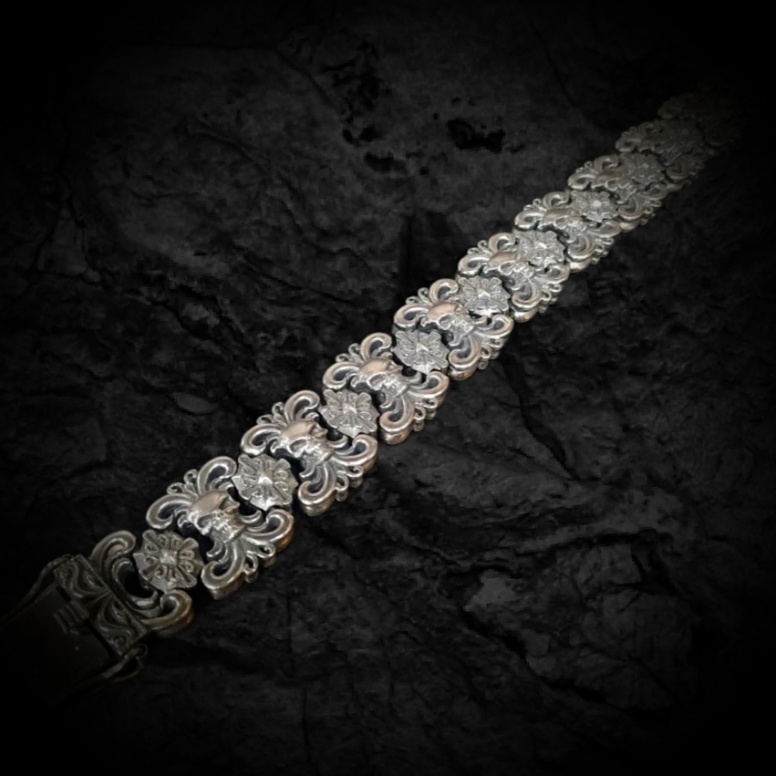 байкерский браслет, браслет с черепом, рокерский браслет.