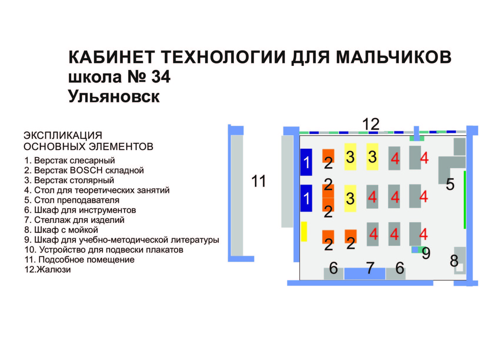 План школьного кабинета