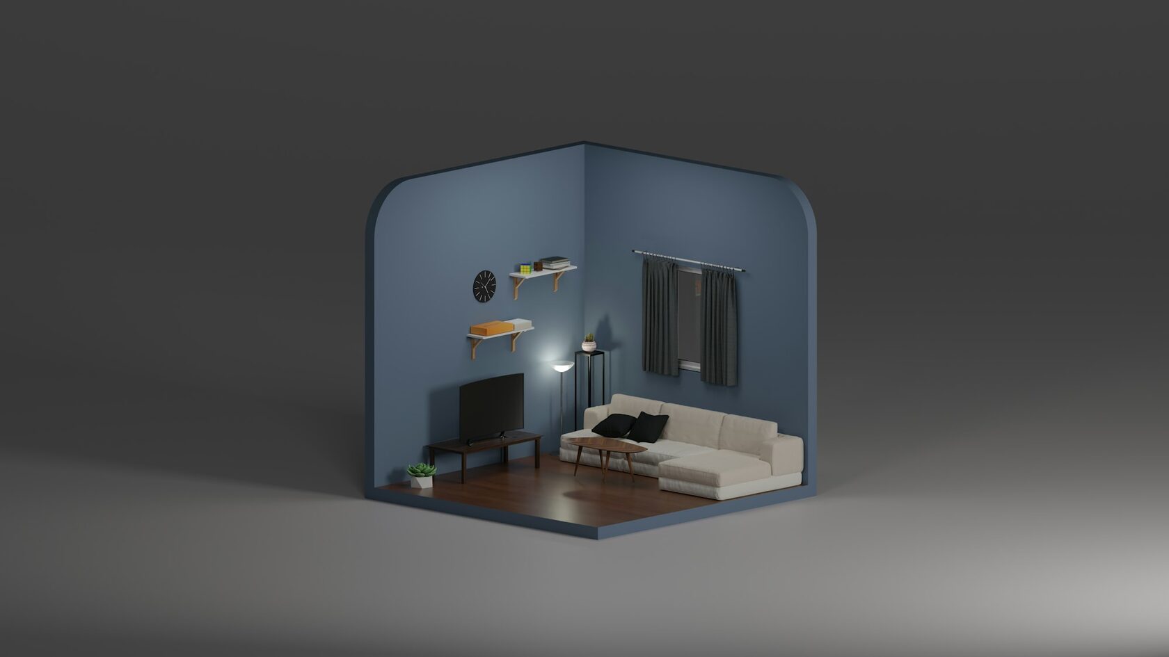 3D-вид комнаты по данным обмера