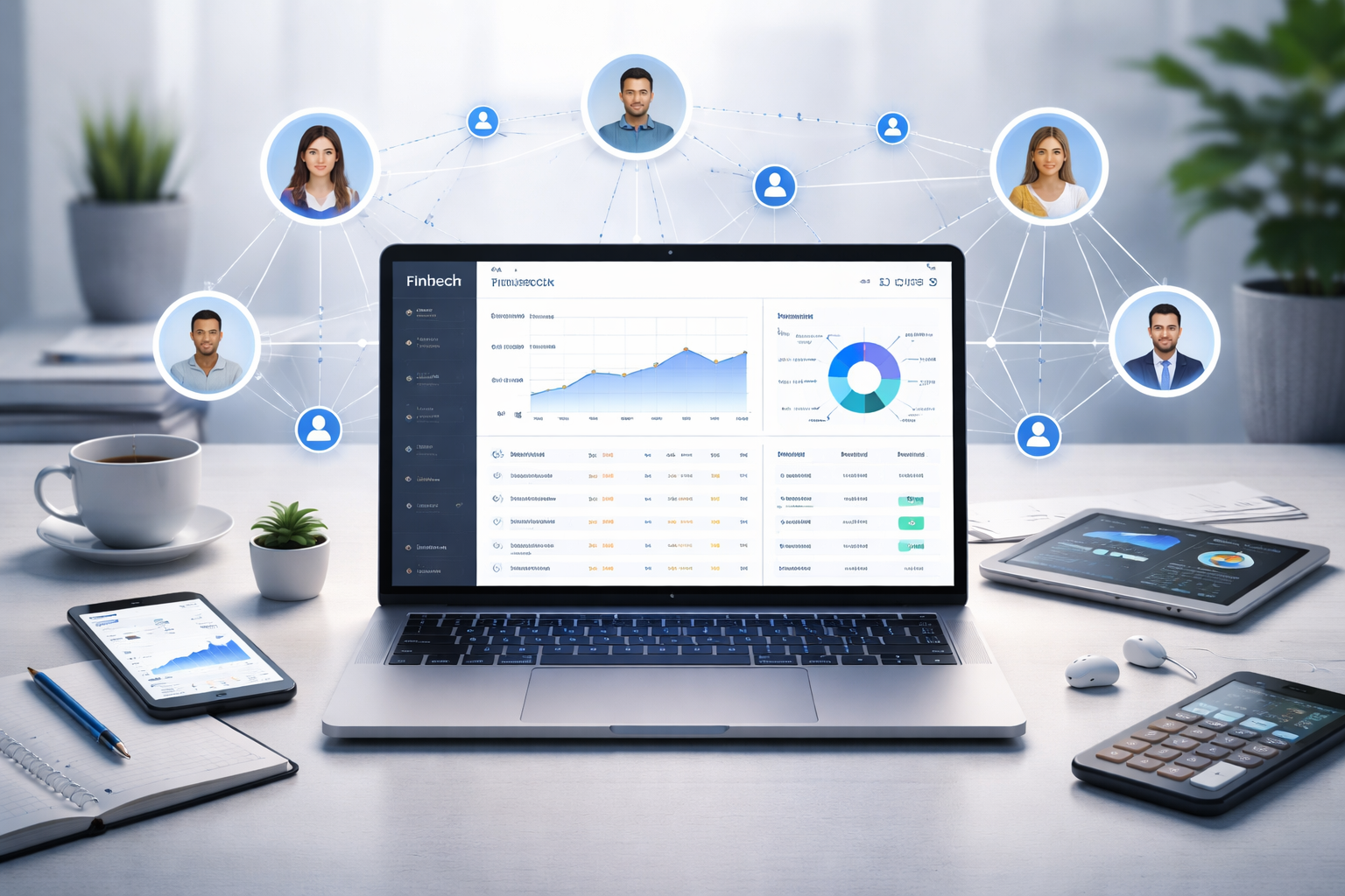 Espacio de trabajo fintech moderno