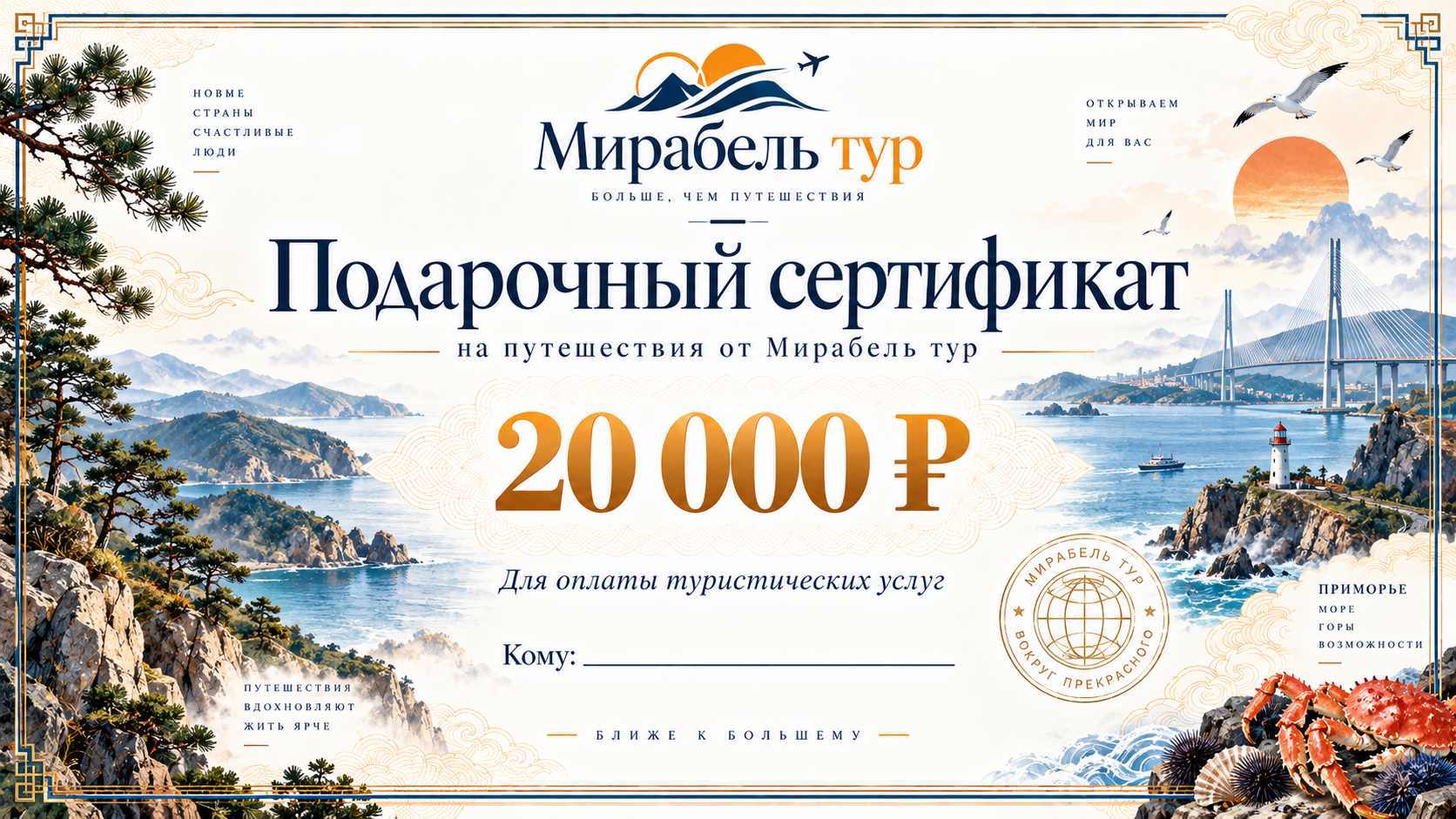 Подарочный сертификат Мирабель Тур 20000 рублей