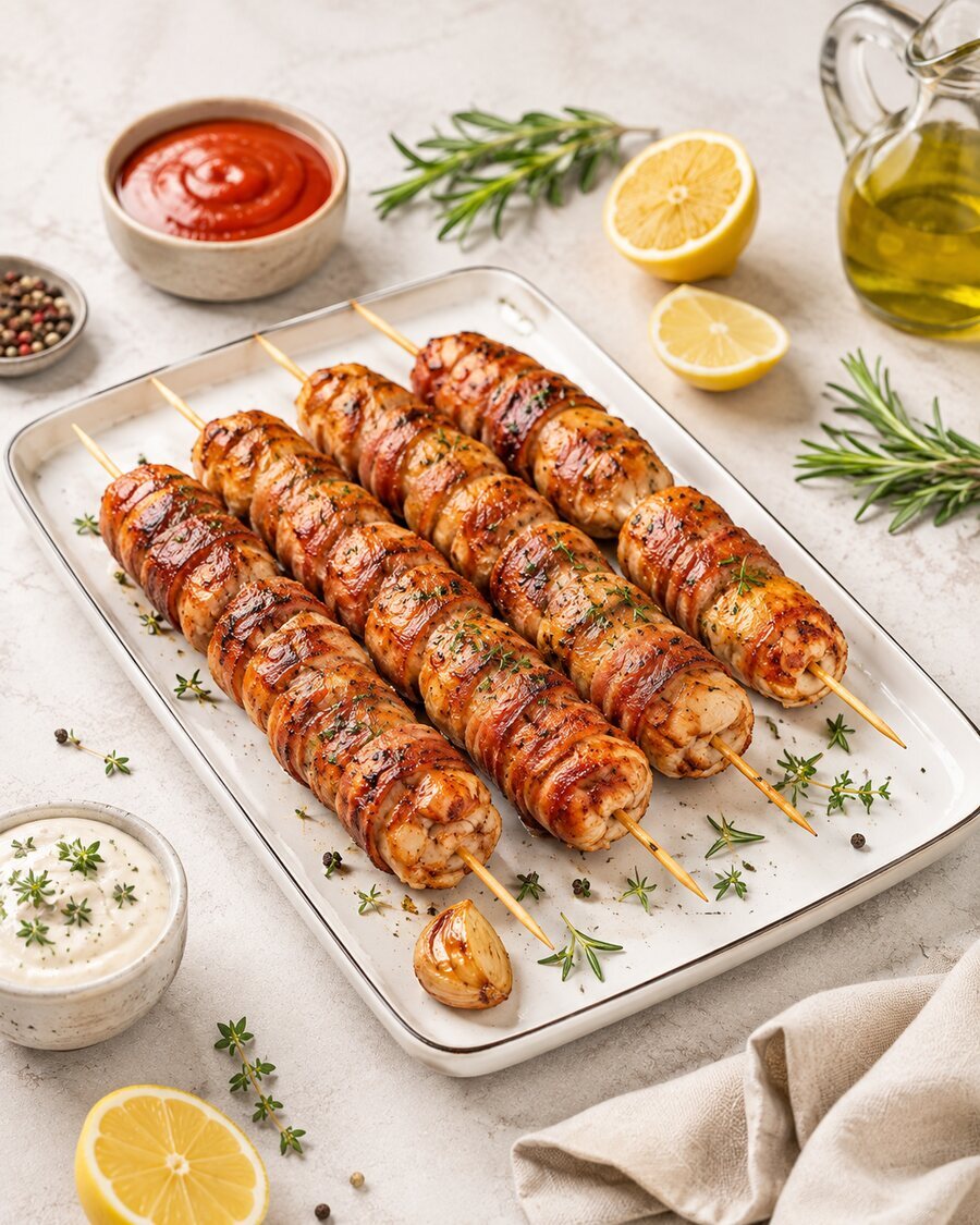 Куриные шашлычки с беконом
