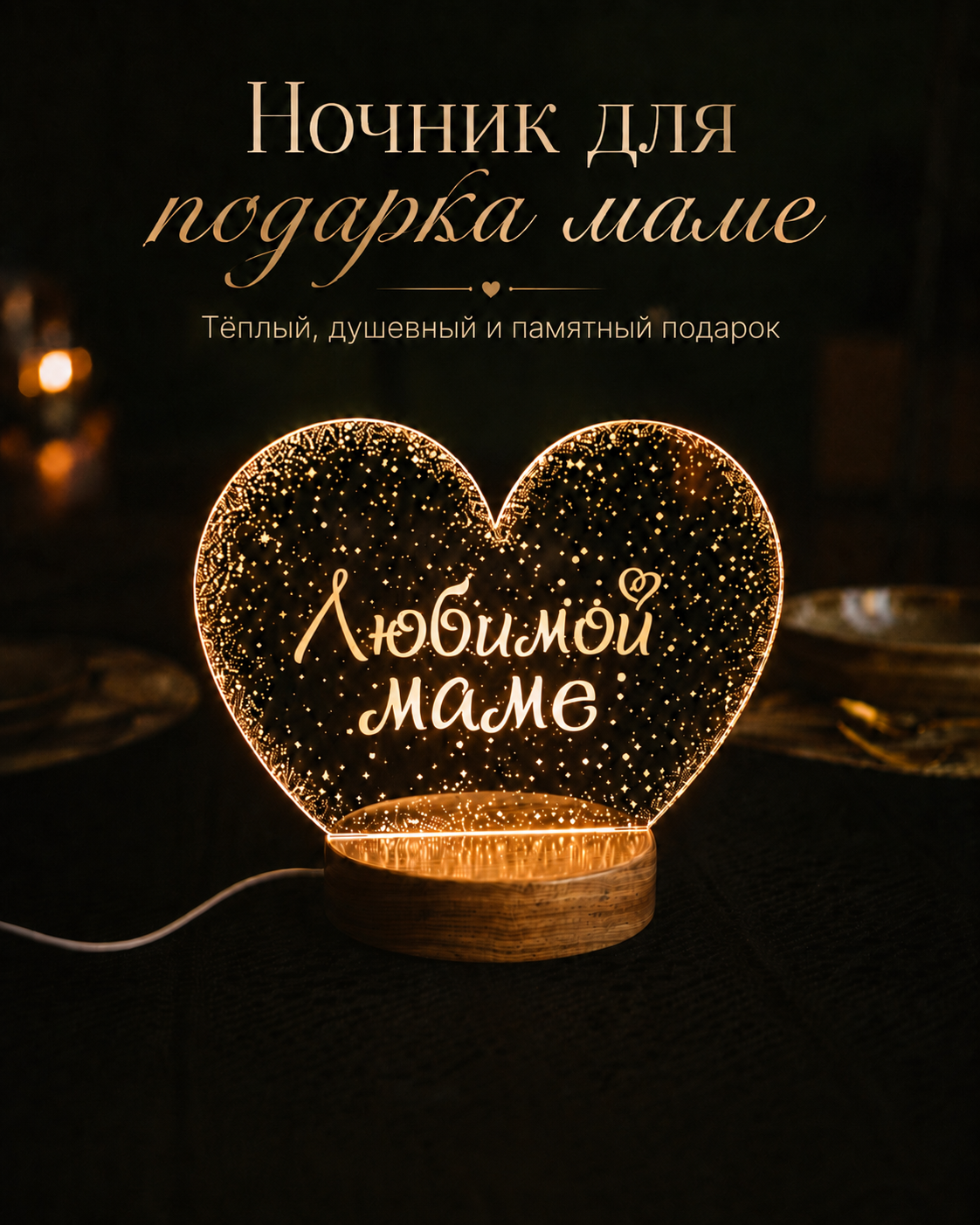 Мама получает персональный ночник в подарок