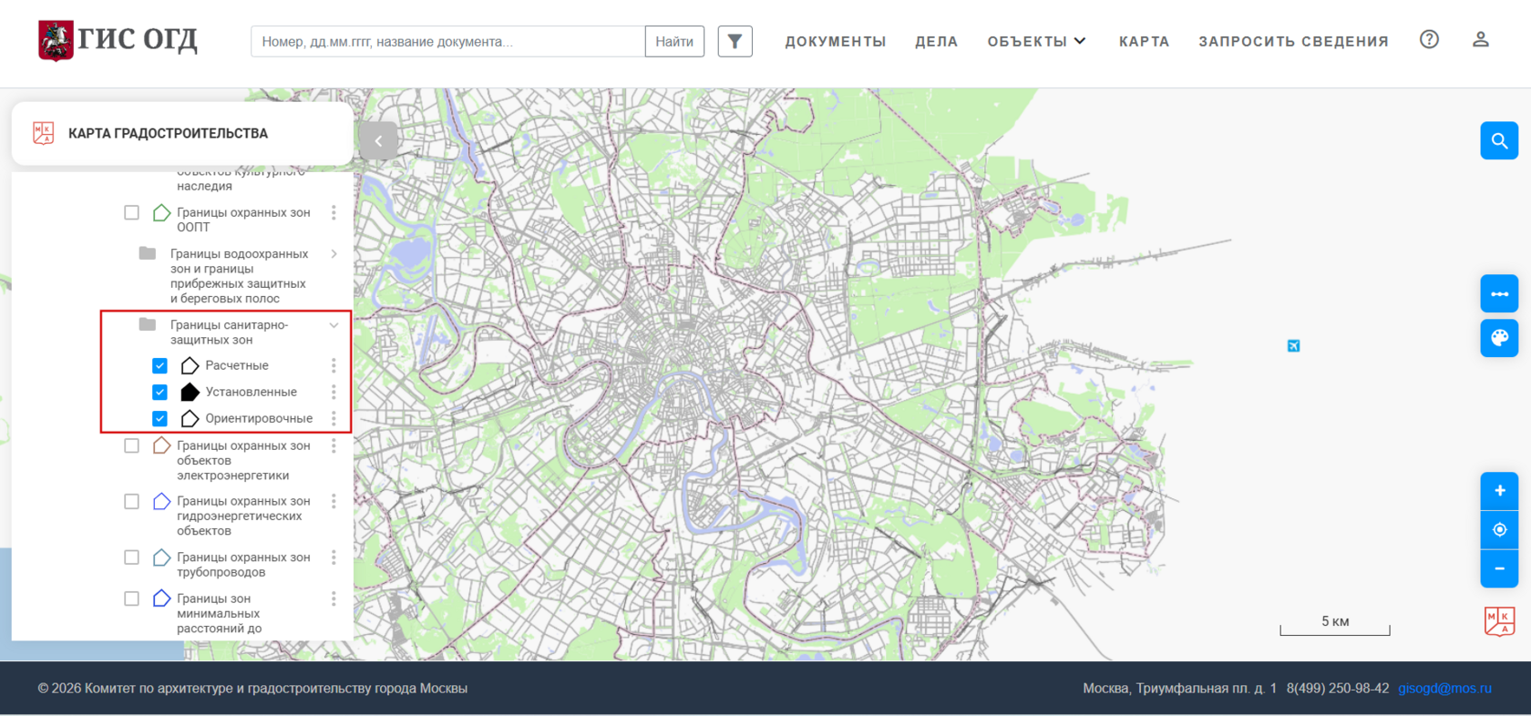 Границы санитарно-защитных зон