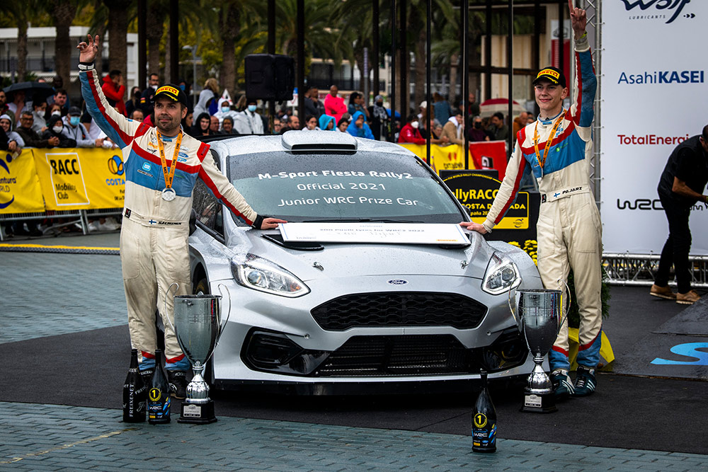 Чемпионы Junior WRC (JWRC) 2021 года Сами Паяри и Марко Салминен, ралли Каталония