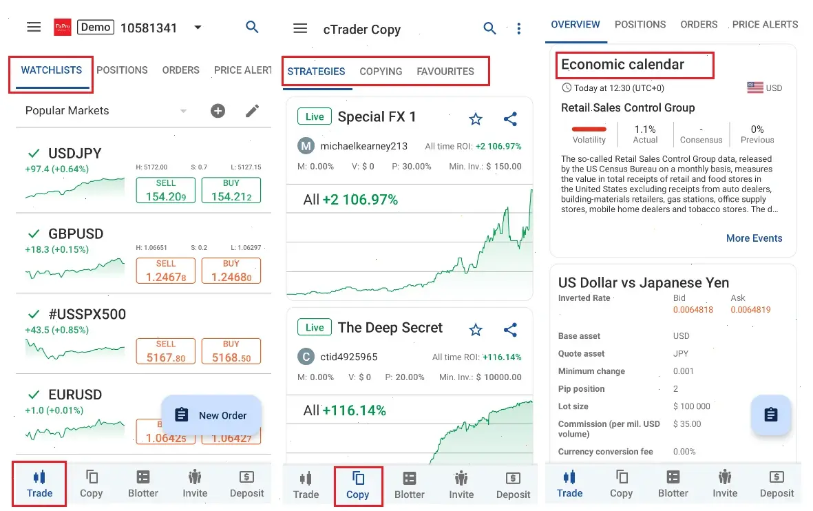 mobile interface FxPro