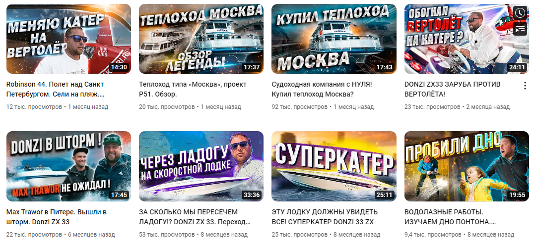 YouTube канала Андрей Кузнецов НА ВОДЕ
