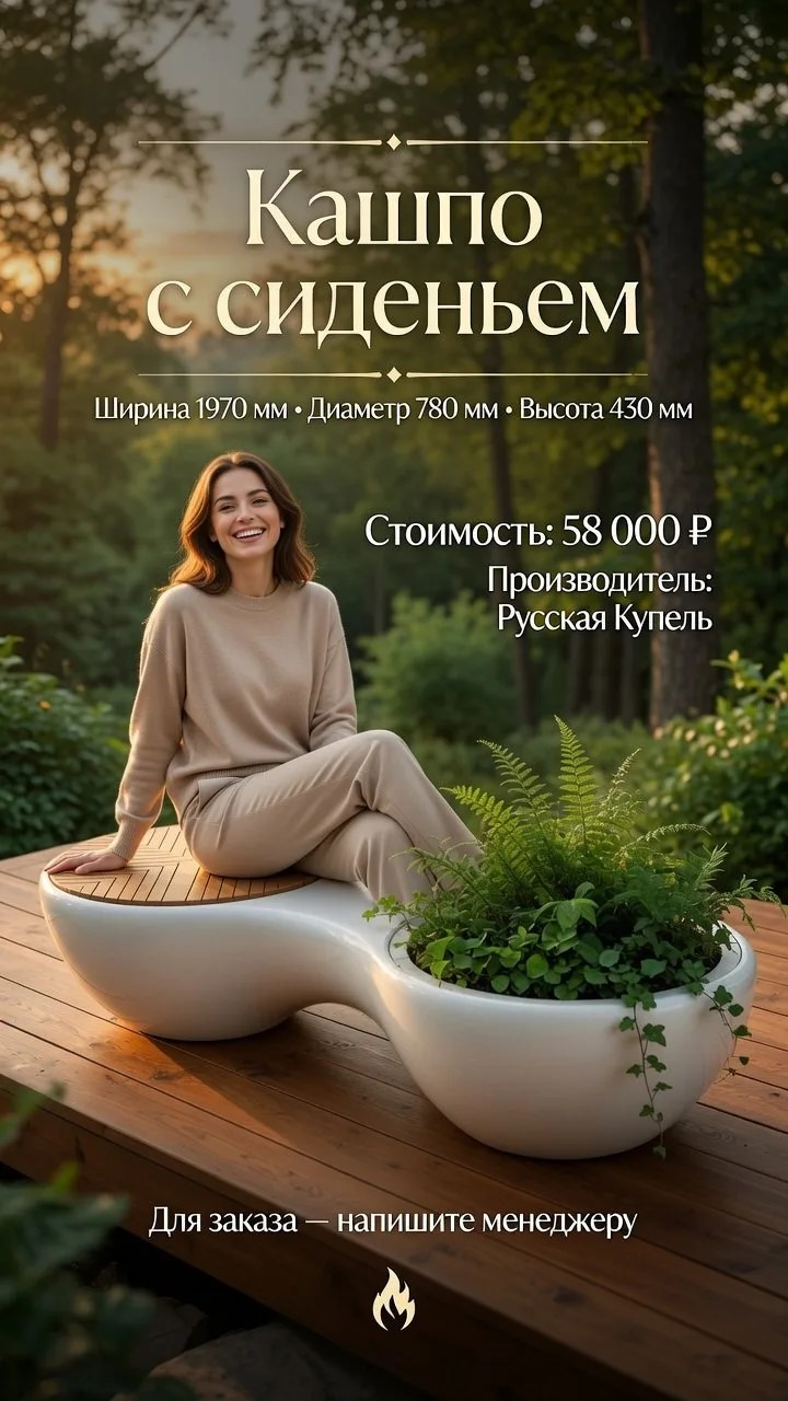 Кашпо с сиденьем от Русская Купель