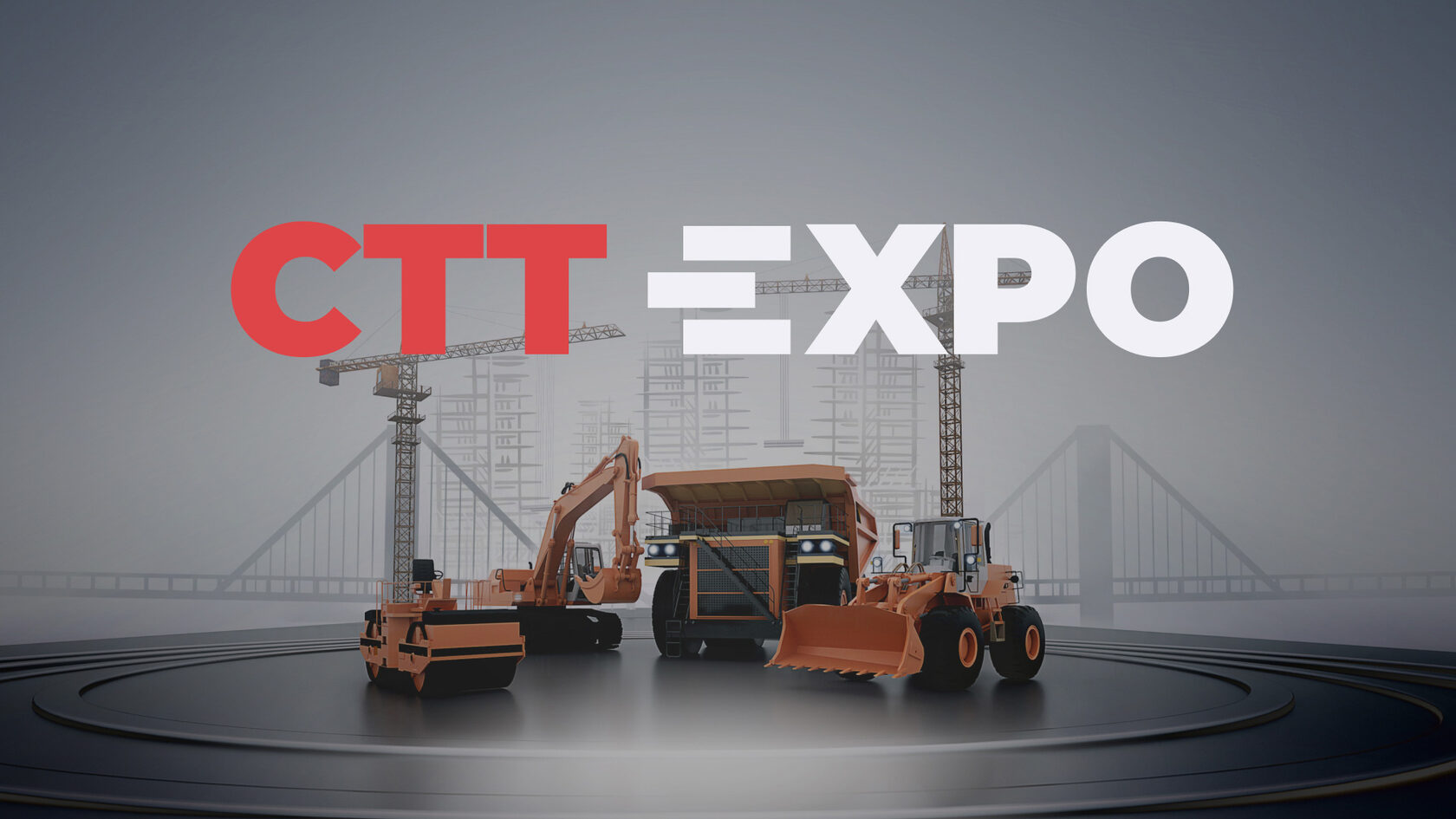 Грандиозный стенд CTT Expo с тяжелой строительной техникой на открытой площадке Crocus Expo, Москва — главная выставка строительной отрасли России 2026