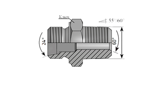 Адаптеры Ш-Ш DKO-L 24°/NPTF (BSPT) прямые