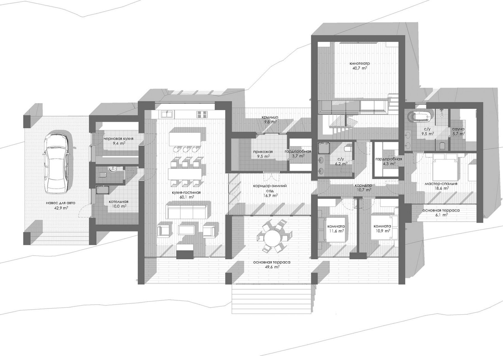 Пример зонирования дома бюро Piglova Architects