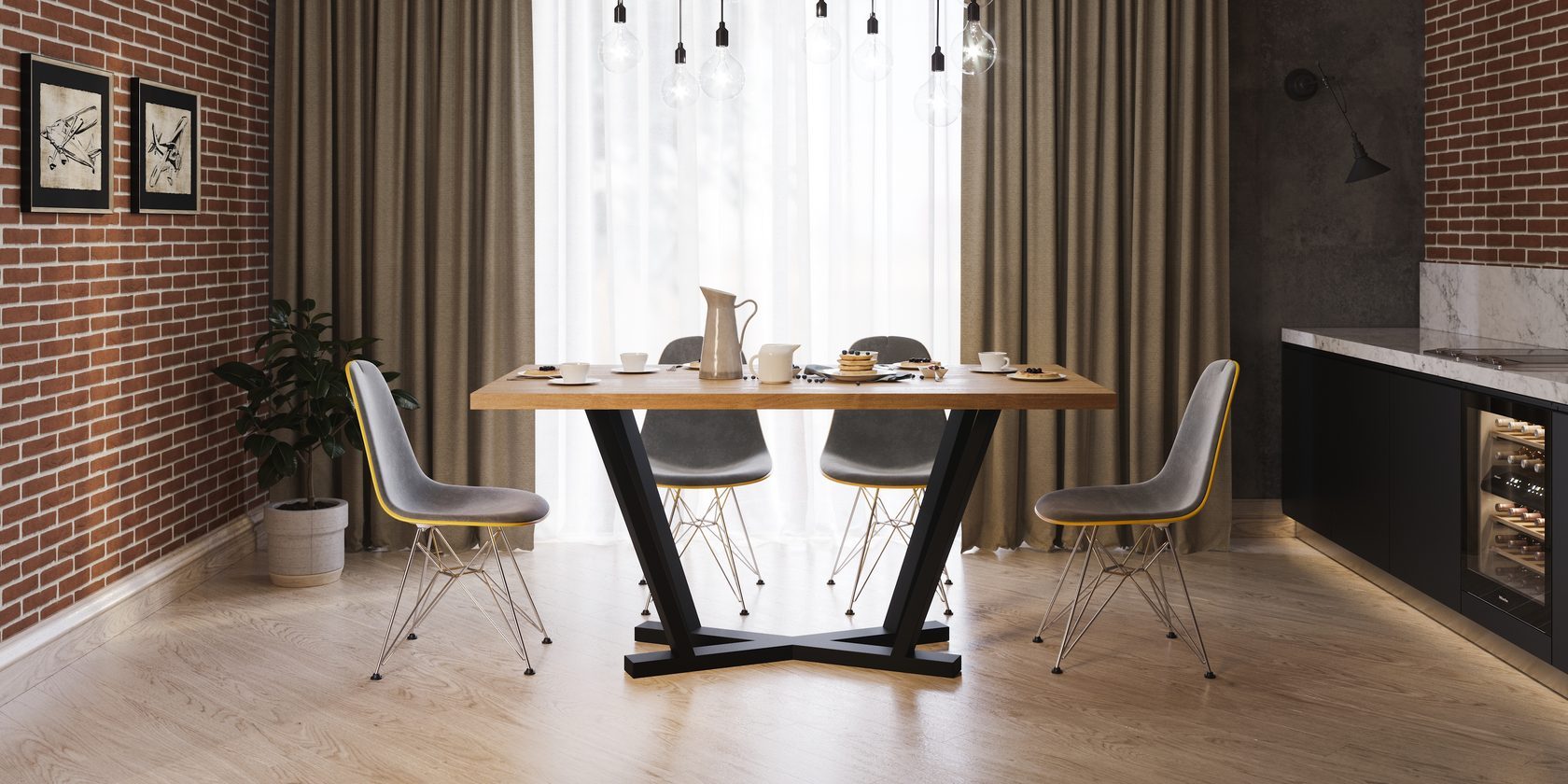 столы в стиле лофт в интерьере