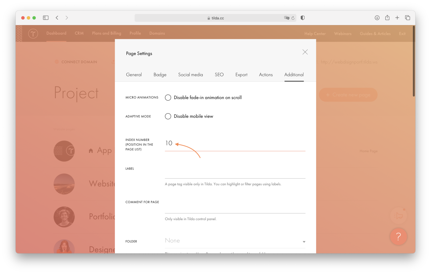 Page Actions │ Tilda Help Center