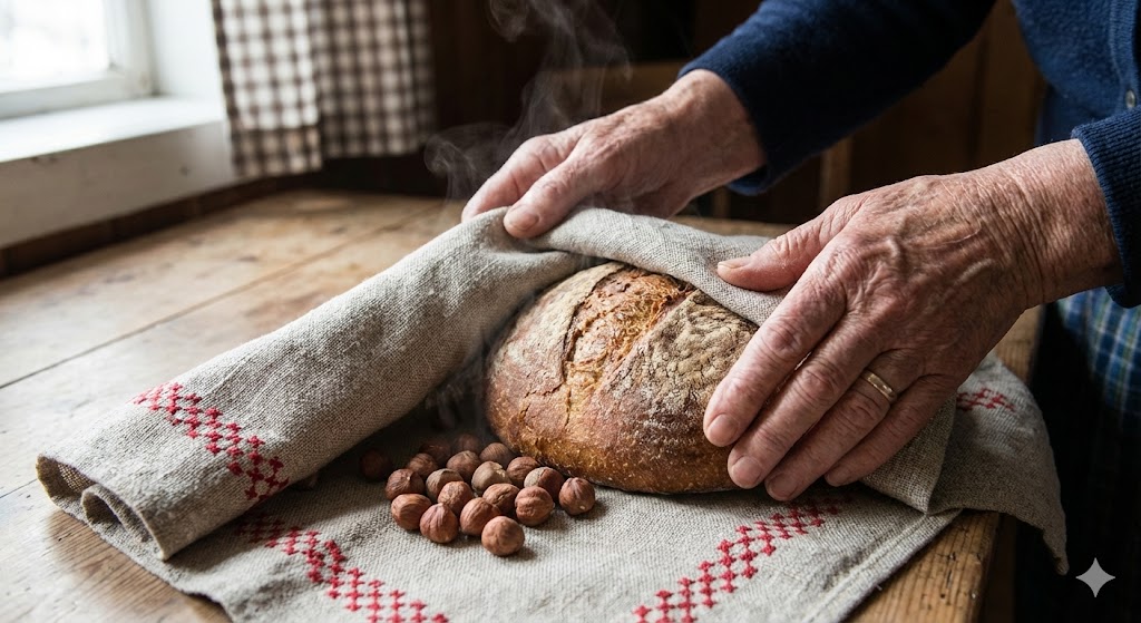Традиция заворачивать хлеб и орехи в льняное полотенце на Третий Спас 