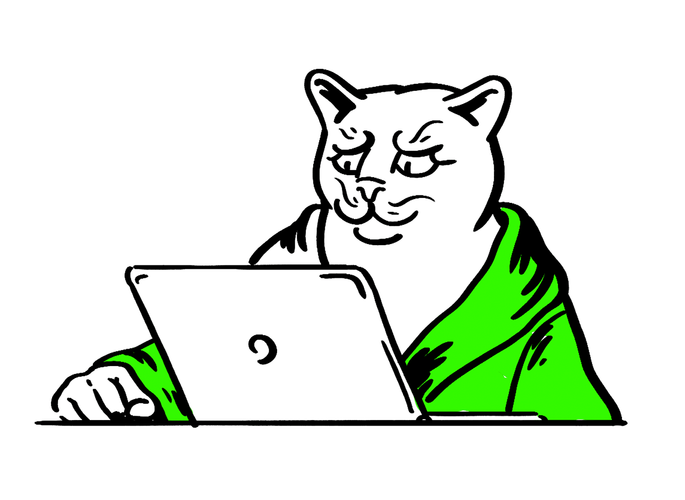 Кот работающий за компьютером - Кейс КТС