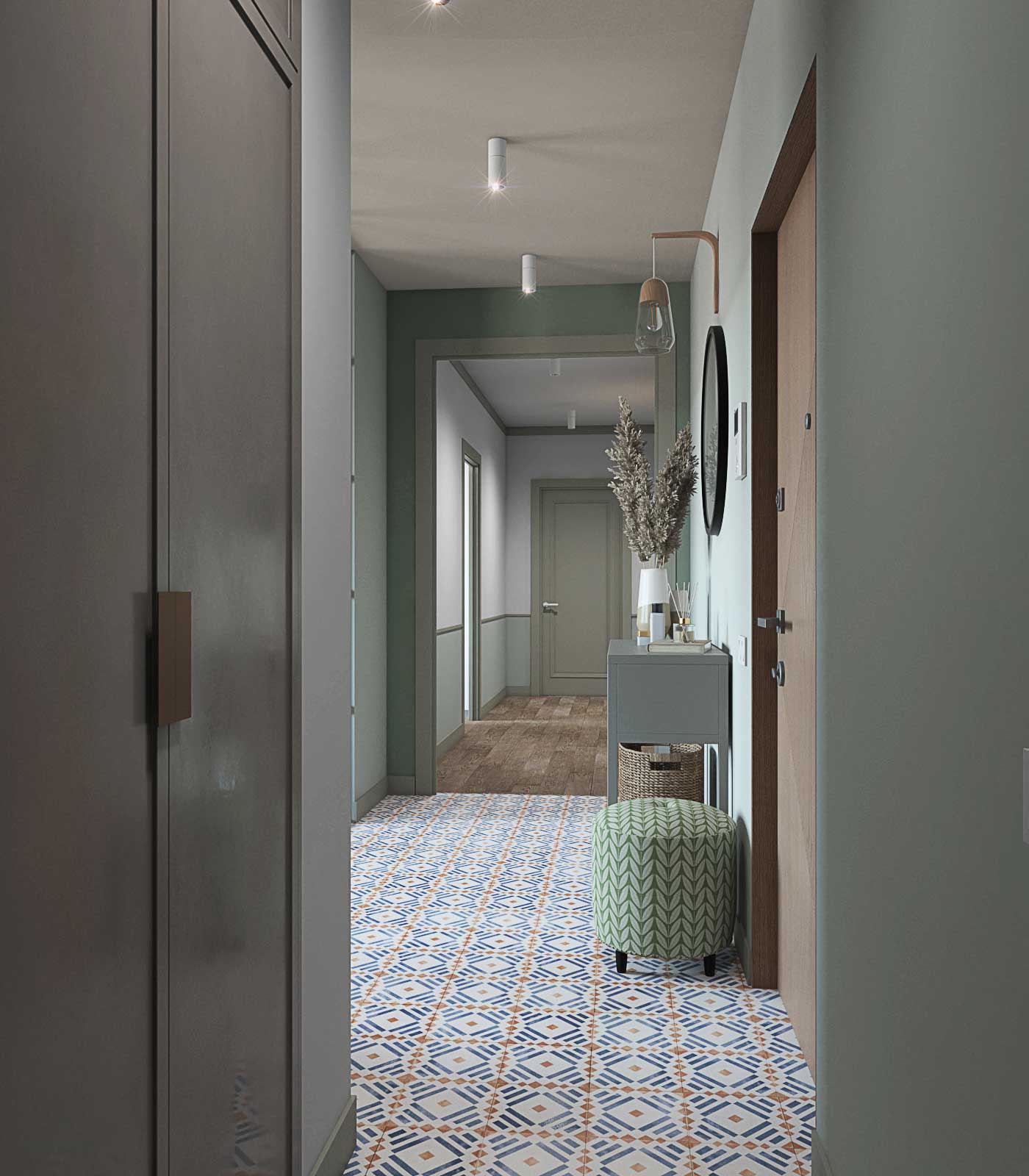 Прихожая в современном стиле, с шкафом для одежды