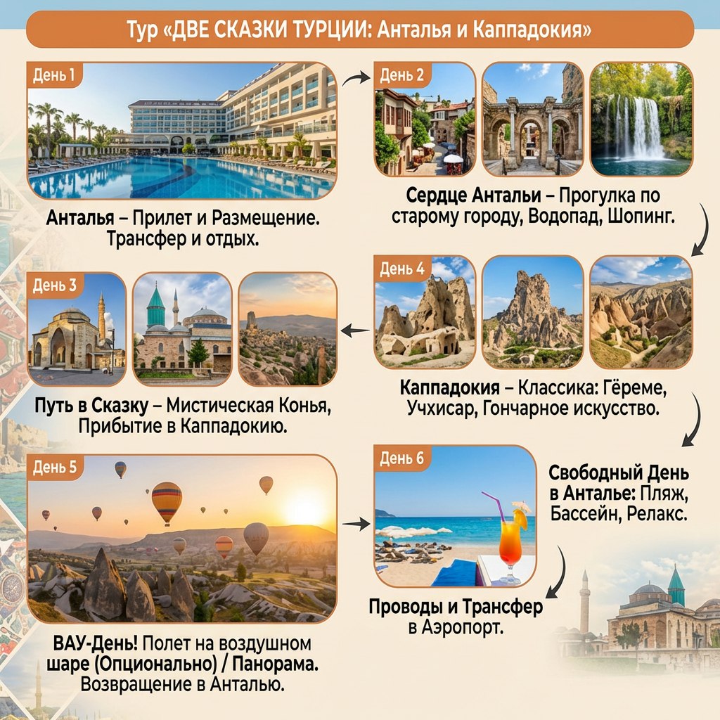 Маршрут тура Две сказки Турции