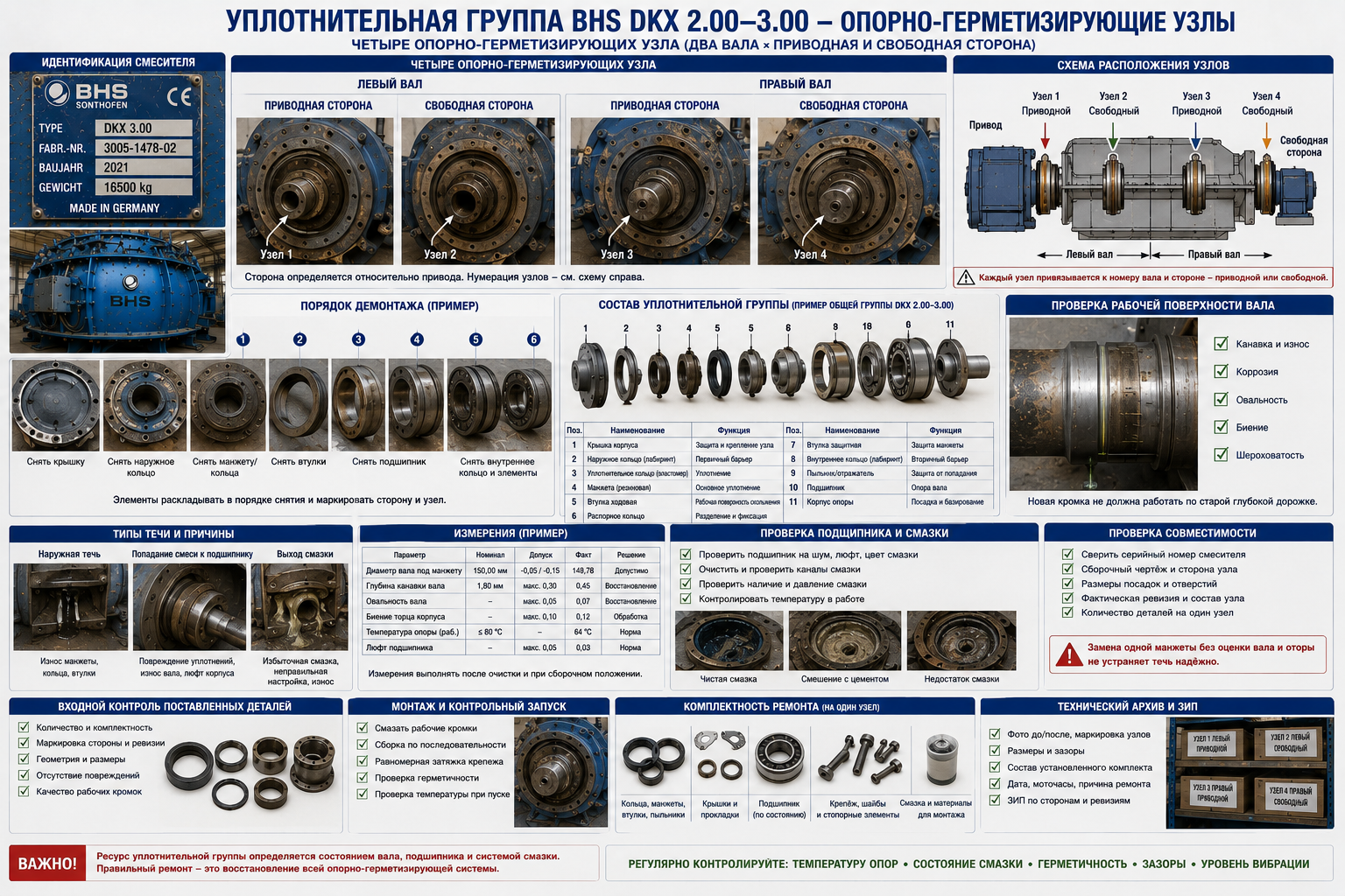 Уплотнительная группа BHS DKX 2.00–3.00: вал опоры и смазка