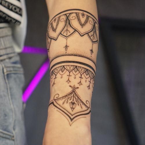 FYeahTattoos.com — stippled ,geometric, Black work arm band Tattoo...