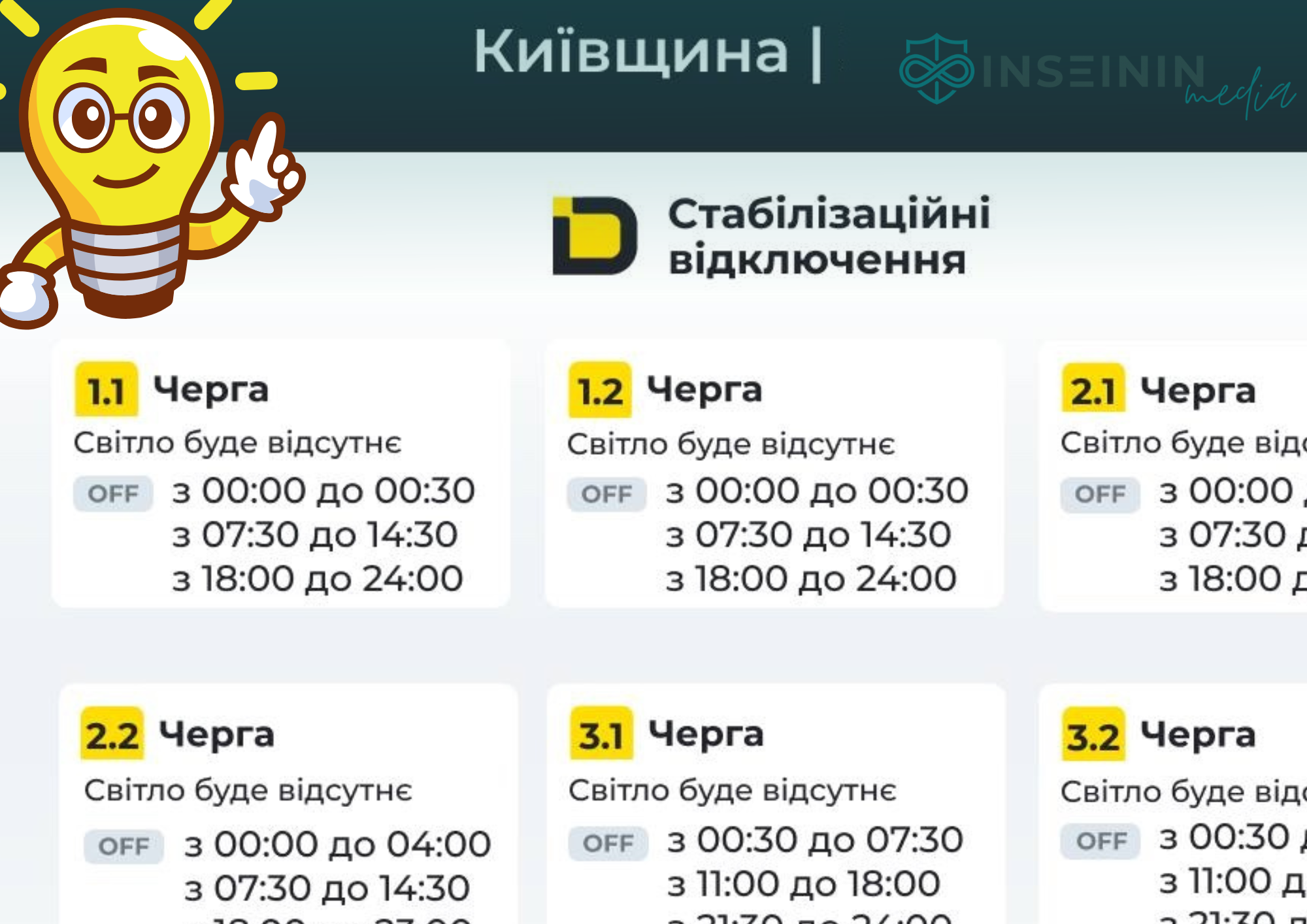 Новий графік відключення світла для Київської області з лютого ДТЕК