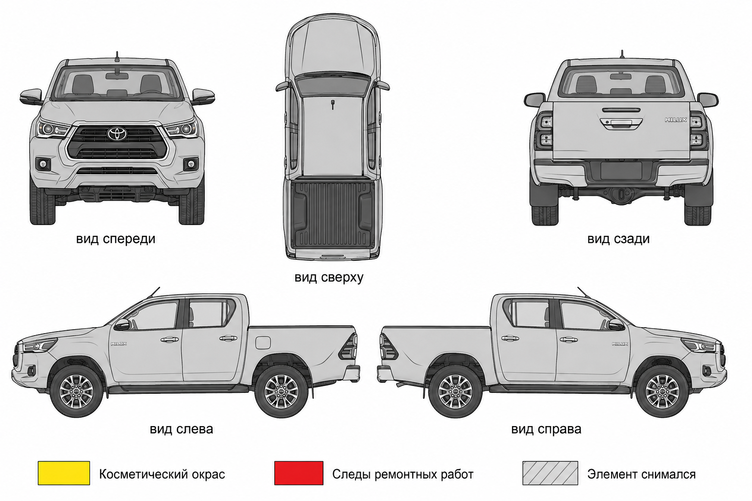 Карта ЛКП Toyota Hilux