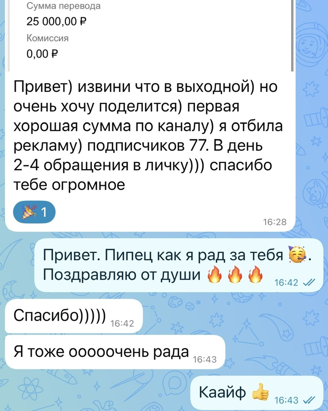 Скрин результата Анастасии