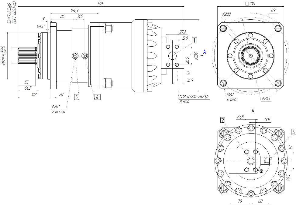 Габаритные и присоединительные размеры ГВЗ.02-2