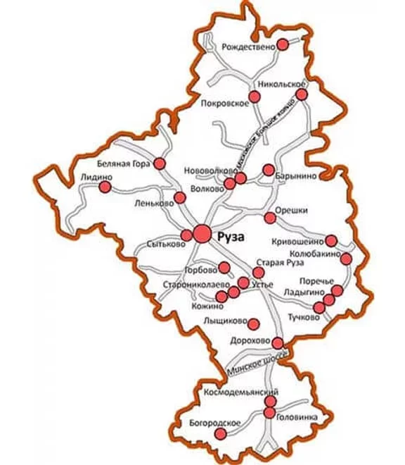 Рузская область московская. Рузский район Московской области на карте. Руза район Московской области карта. Карта Рузского района Московской области подробная. Карта Рузского района.