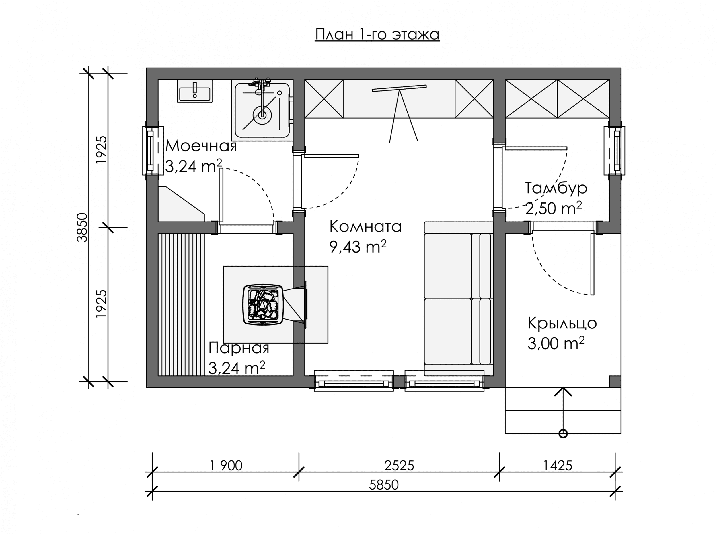 Планировка бани 6х12