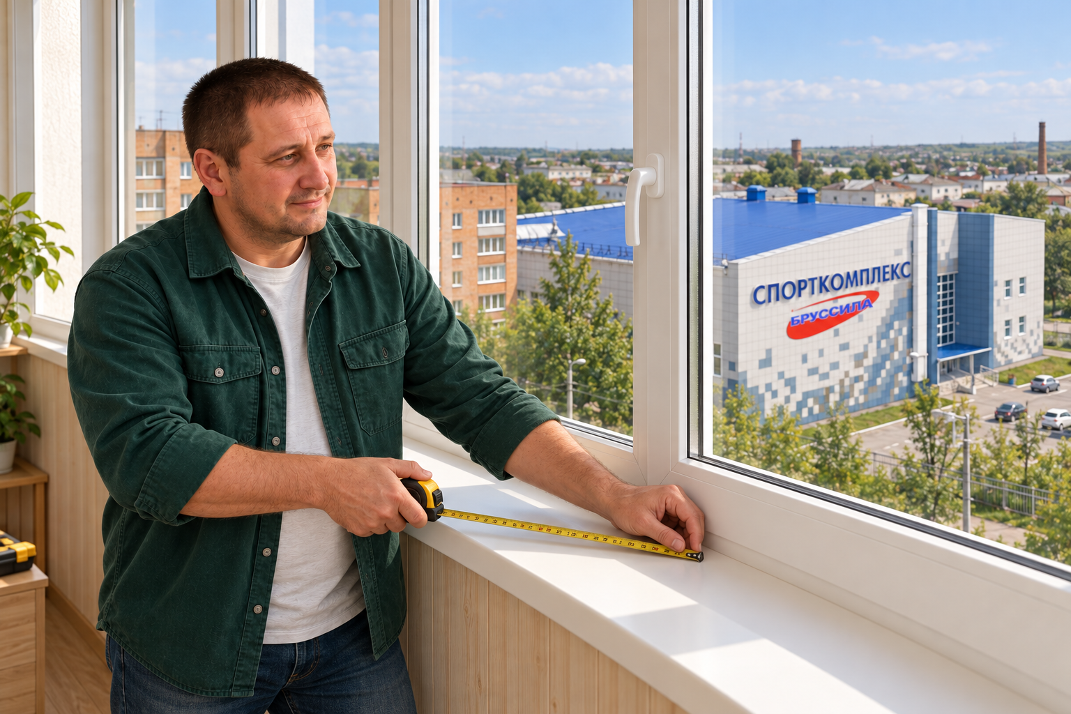 Павел работает с балконным остеклением в Берёзовке