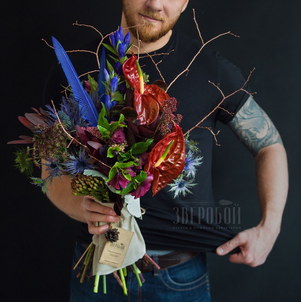 мужские букеты из цветов на день рождения оригинально и необычно