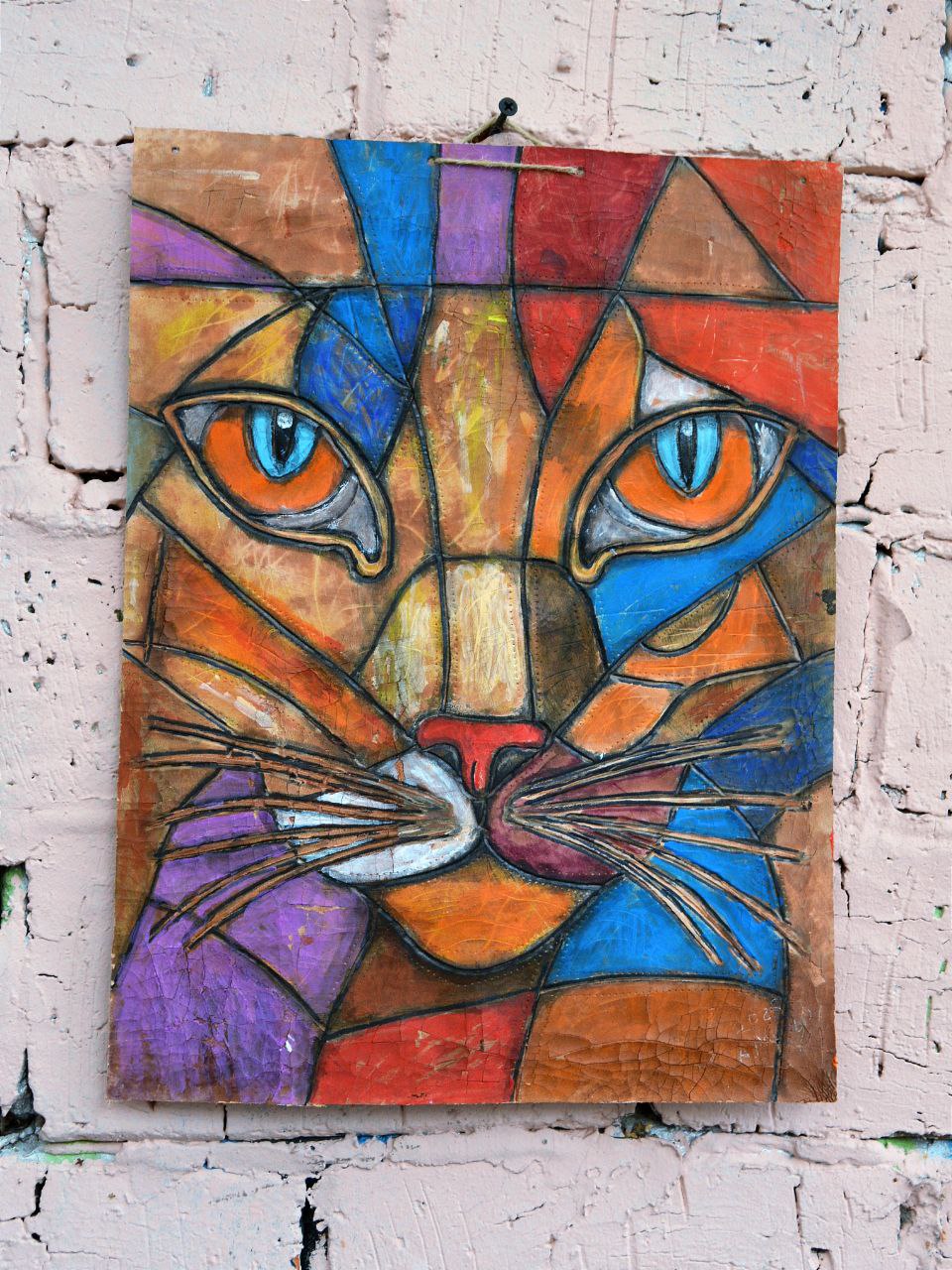 Скульптура настенная из фактурной кожи А.МузылевЪ &quot;Двуликий Дзен Гранж 1&quot;