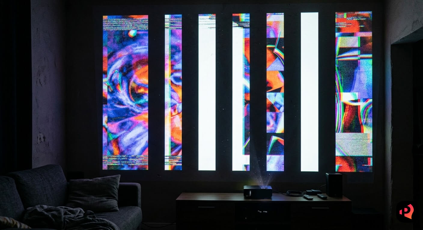 полосы на изображении проектора, искажения изображения у проектора, окисление шлейфа проектора, повреждение матрицы проектора, lcd или dlp панель проектора