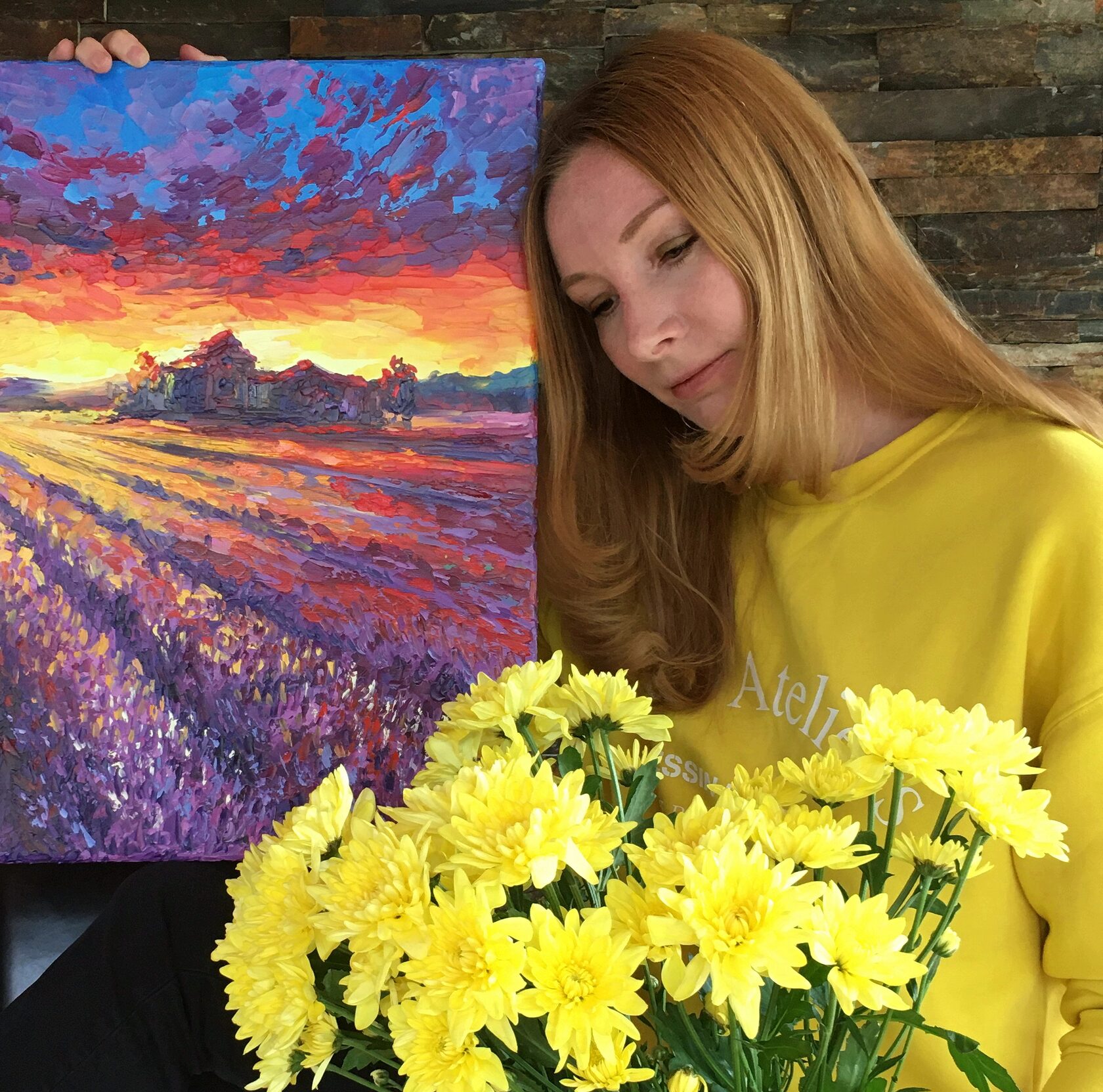 lavender field oil painting