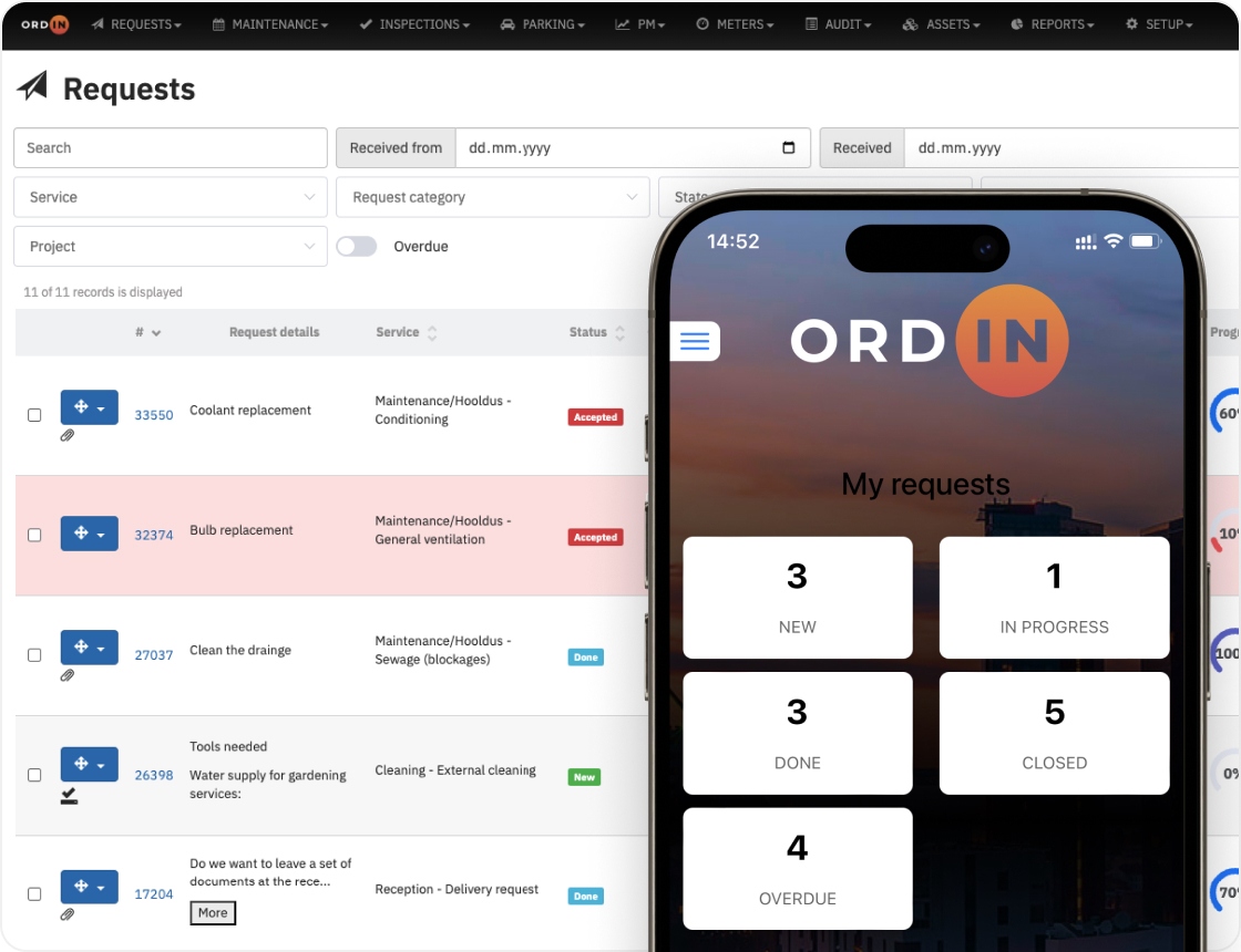 ORDIN Reactive maintenance work order & request management for real estate