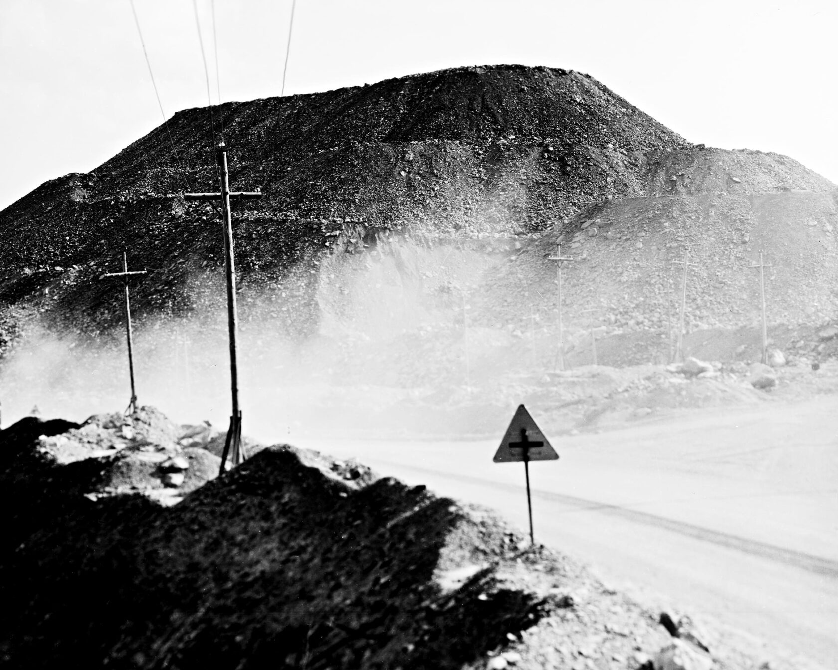 Poles Along the Road. Magnezit. Russia. 4x5 BW Negative. 2012