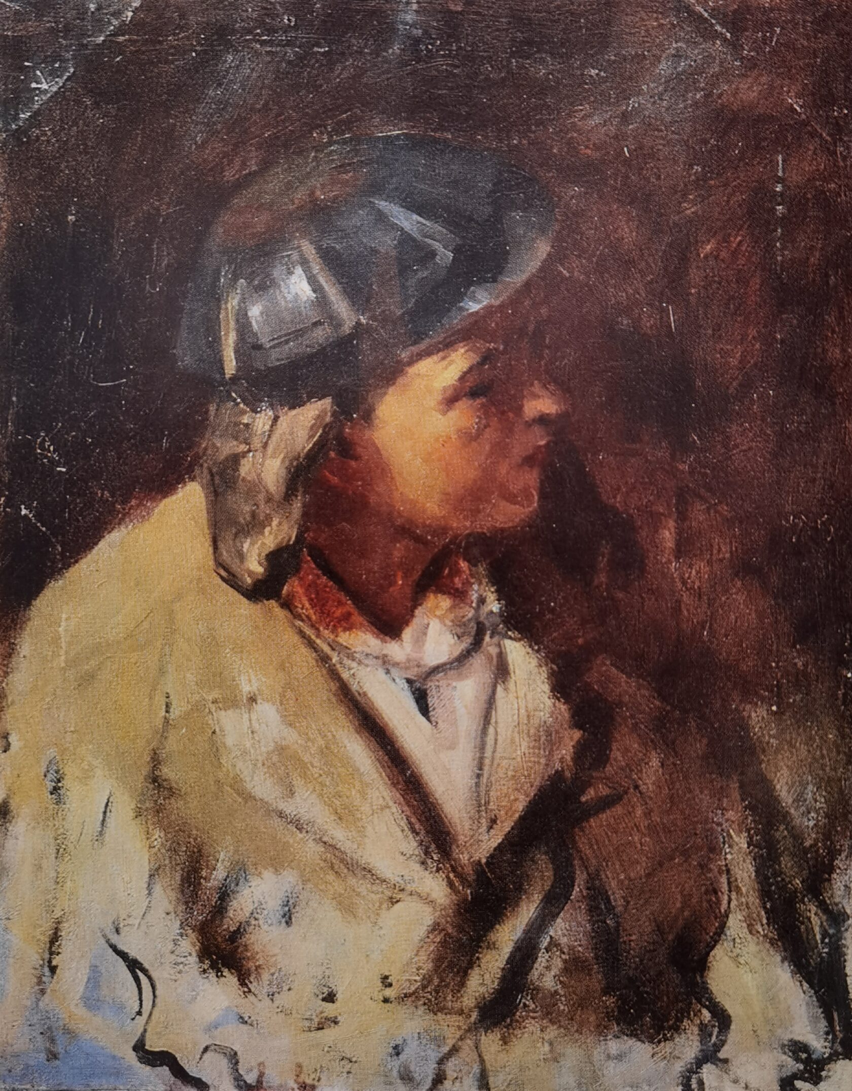 Молодой шахтер (в каске). Этюд к картине, 1949 г.