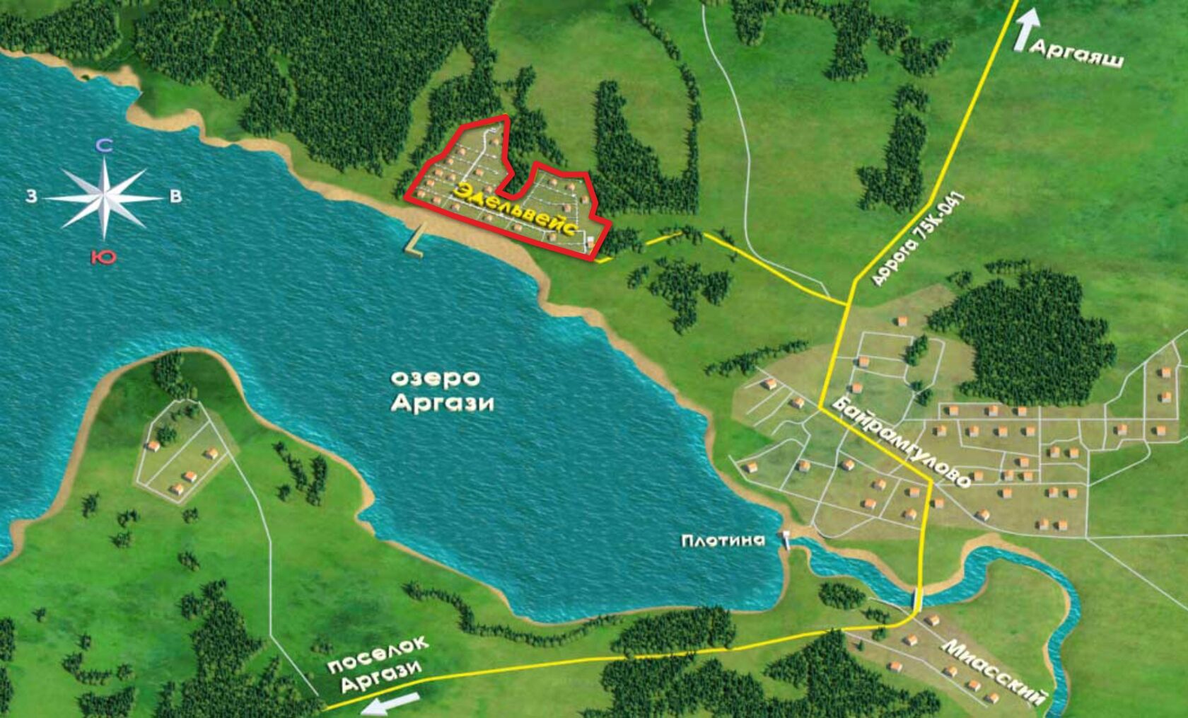 Карта озера Аргази