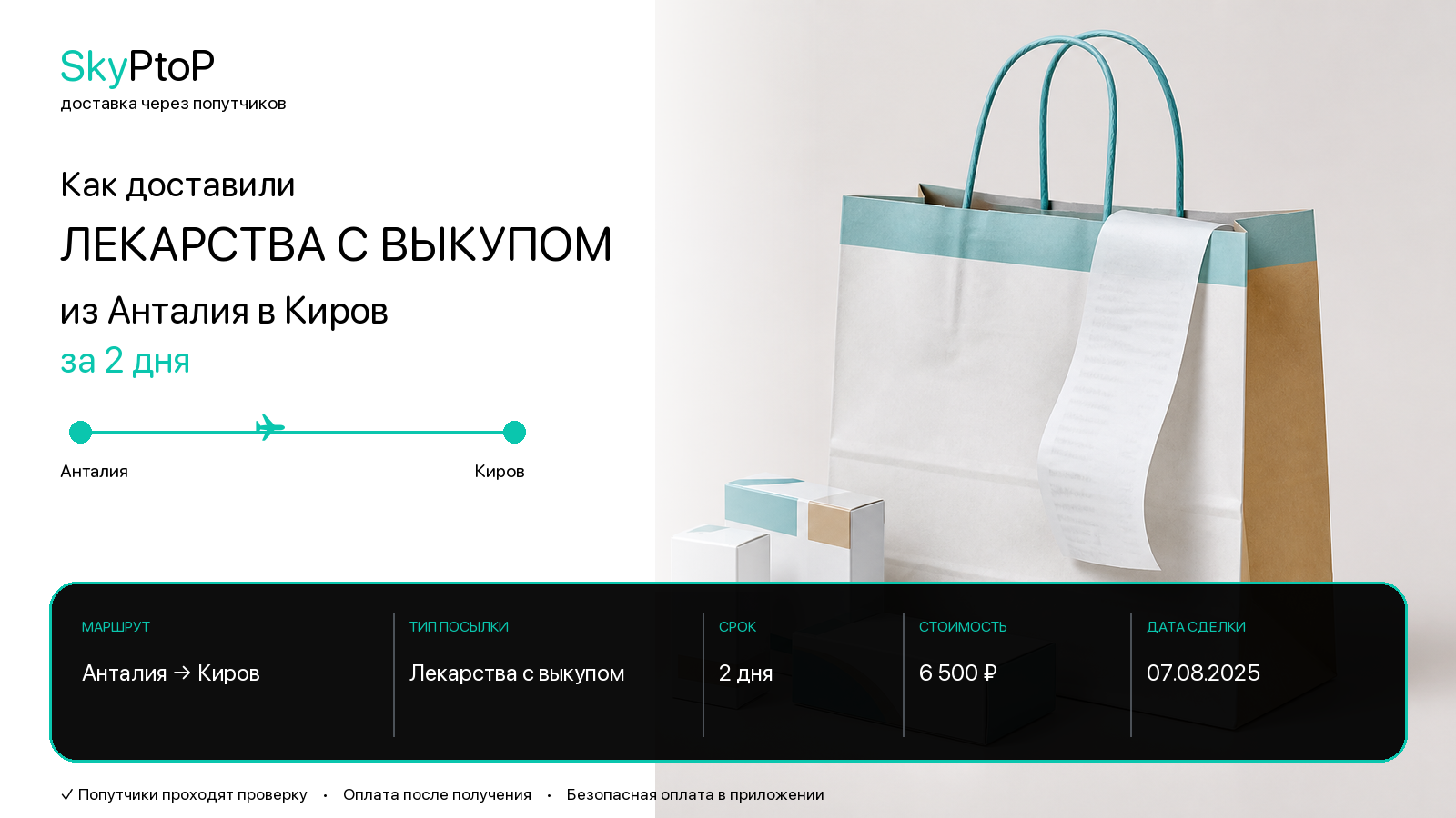 Как доставили лекарства с выкупом из Анталии в Киров за 2 дня