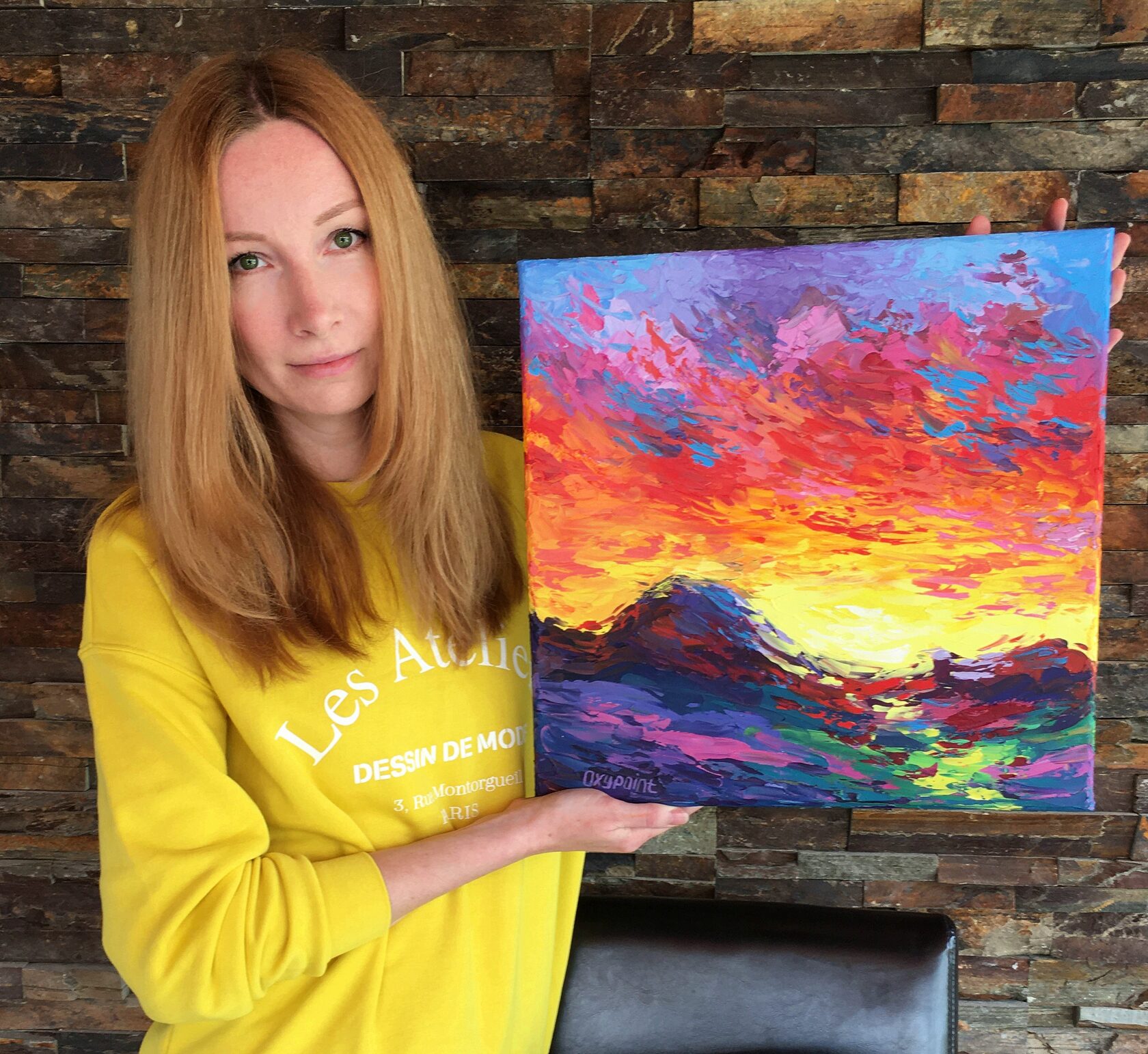 Sunset landscape oil painting
