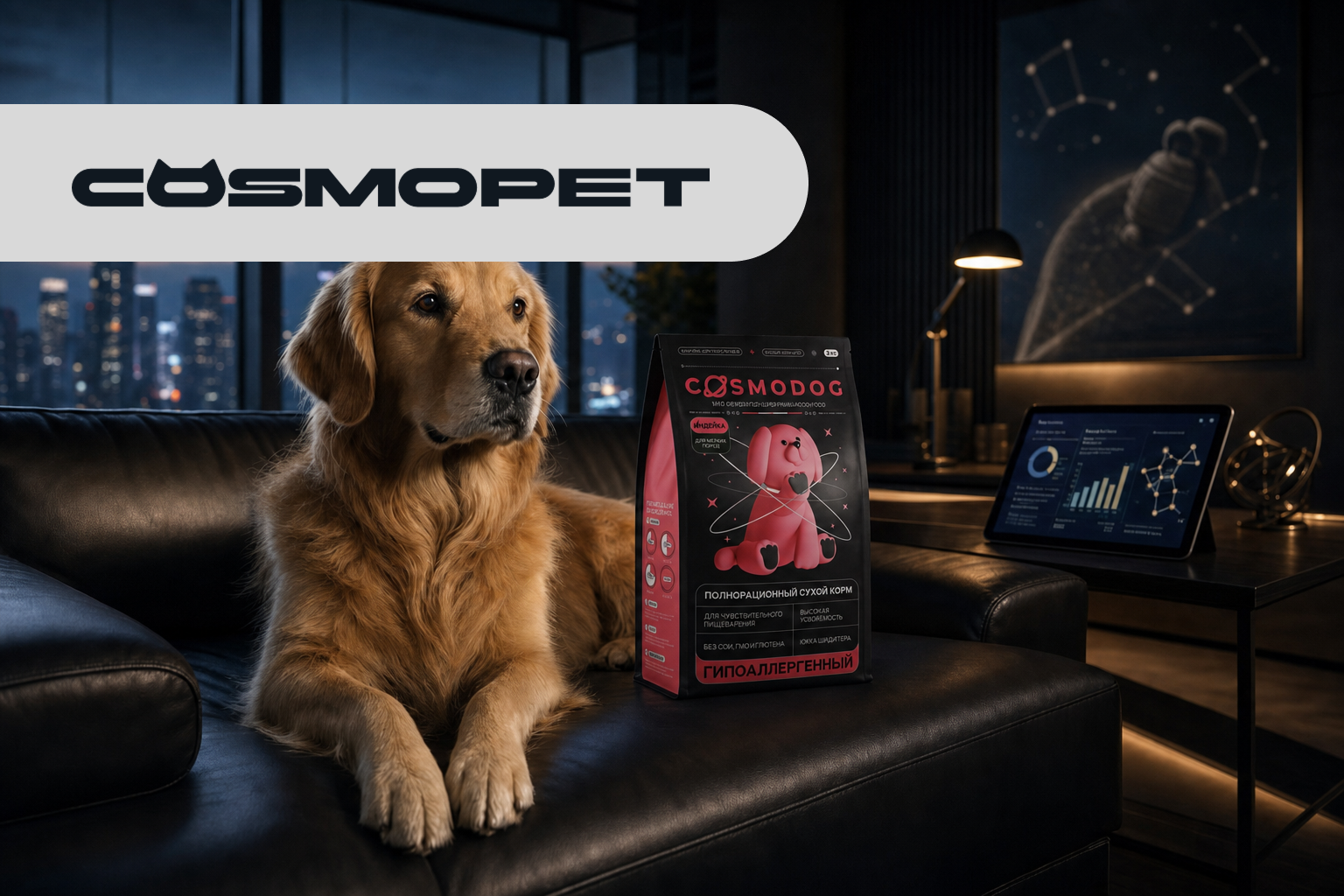 Коробка корма и смартфон с маркетплейсом