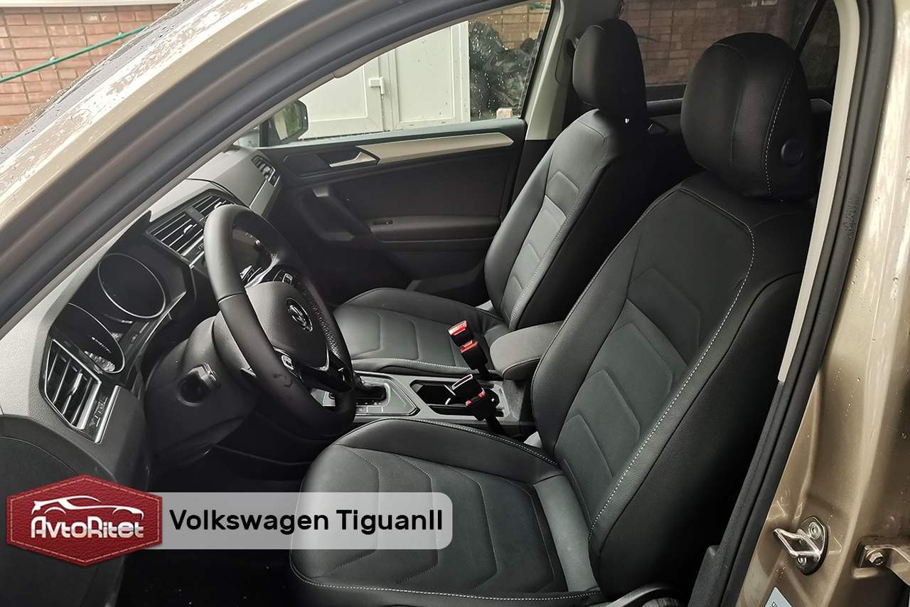 Каркасные чехлы на сиденья Volkswagen Tiguan 2, модельные из экокожи, фото  салона, заказать с установкой, отзывы