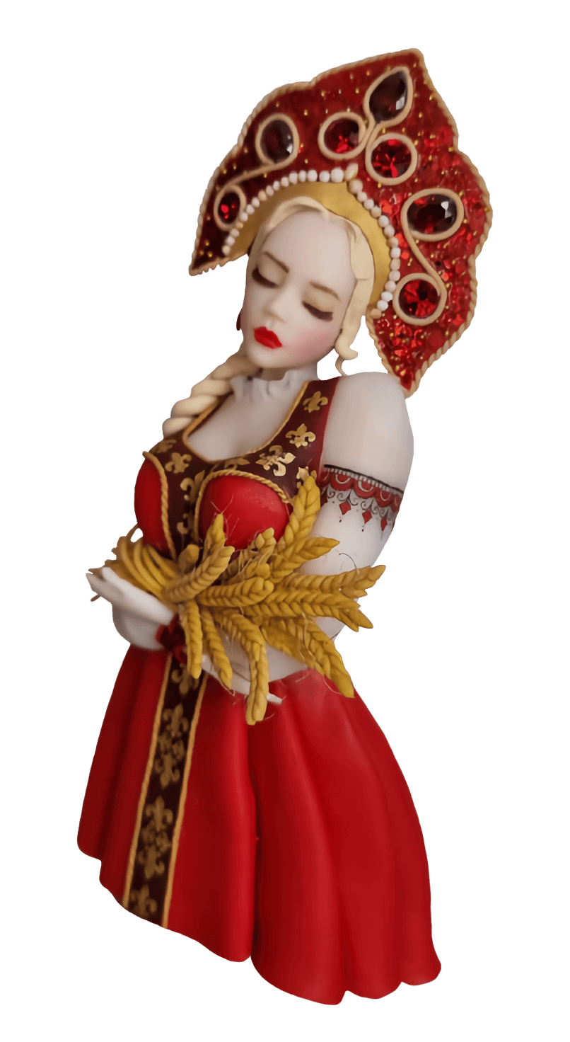 Девушка в кокошнике из полимерной глины