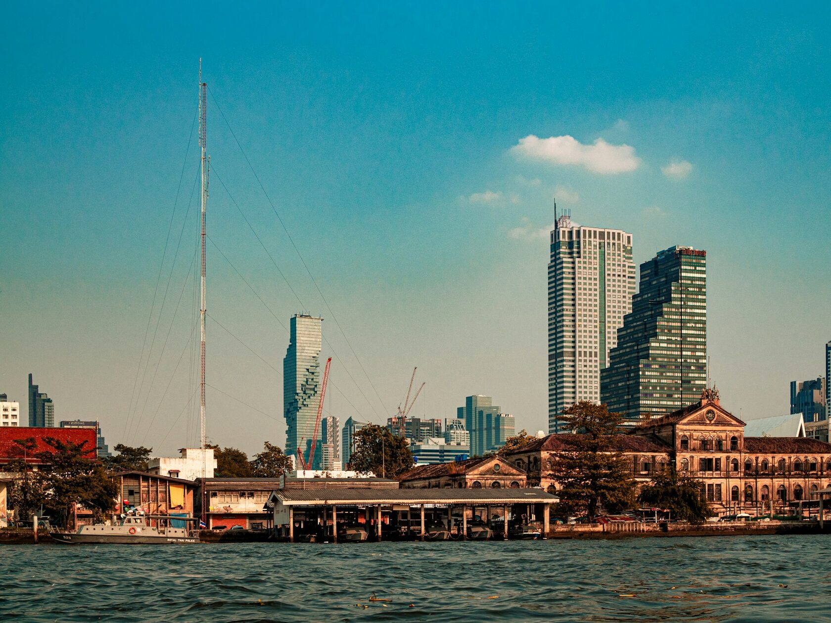 Bangkok skyline with temples and modern buildings